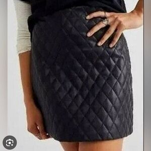 NWT black leather mini Quilted Skirt
